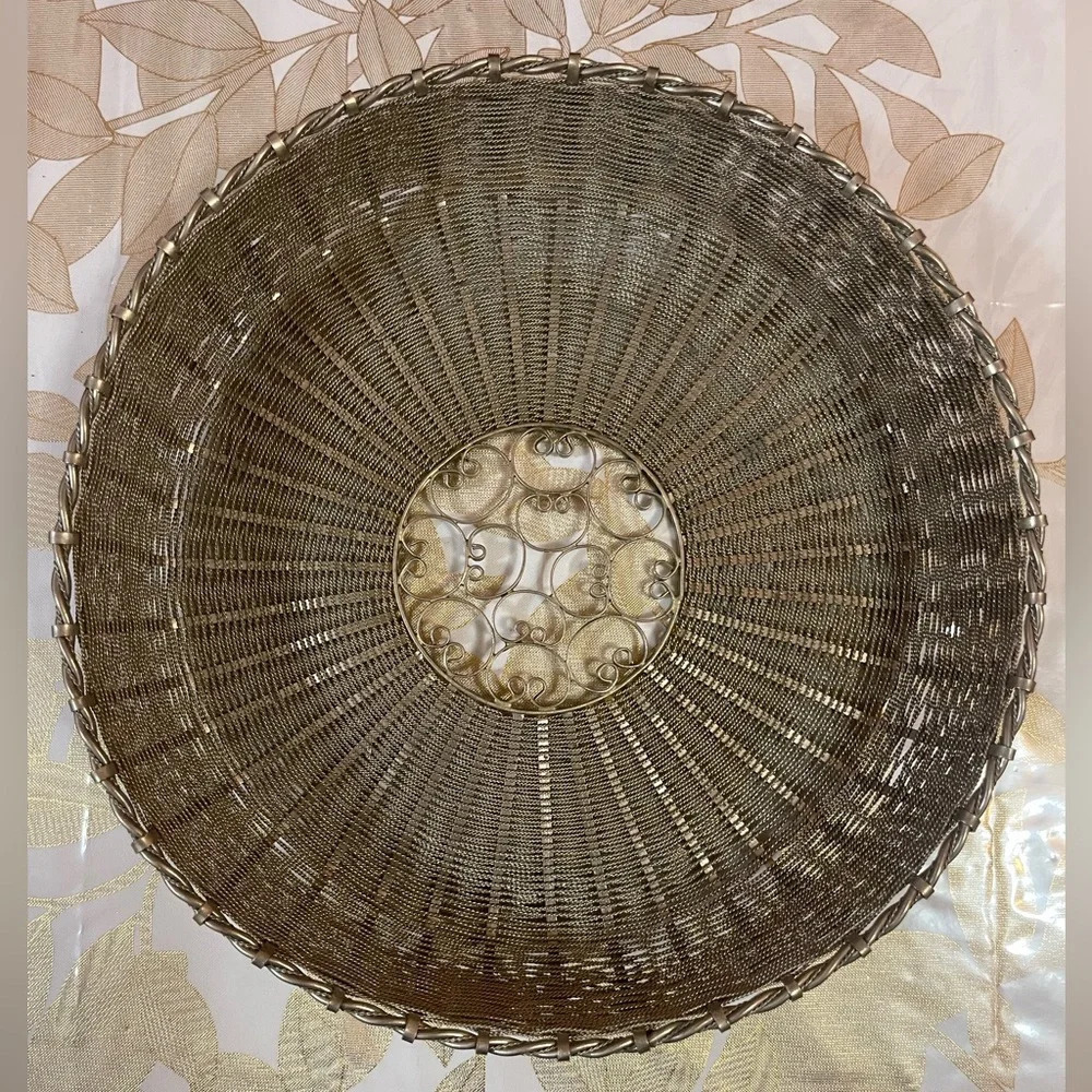 Candy  fruit bowl vintage USSR russia cupronickel silvering filigree weaving 8”